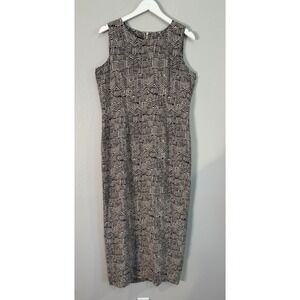Vintage Spenser Jeremy 100% Silk Geometric Sheath Dress 90s Minimalist 12